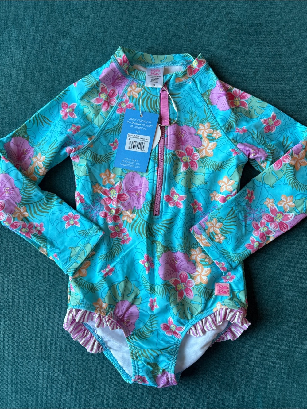 Rufflebutts Girls Orchid Oasis One-Piece Rashguard